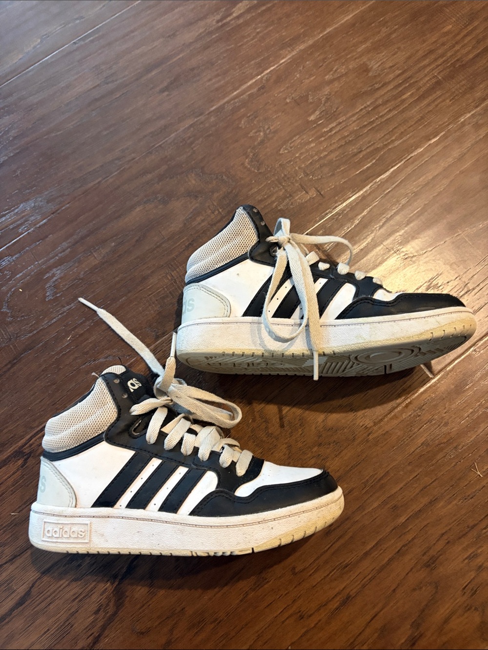 adidas Kids High-Top Sneakers in White and Black